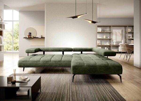 Nalik Corner Sofa - Metal Handles for Headrests