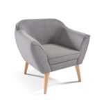 Front view of Modern Comfortable Armchair Valeria 197 with natural wooden legs