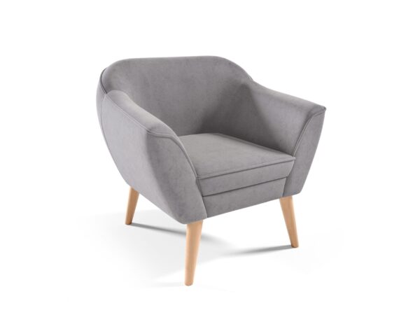 Front view of Modern Comfortable Armchair Valeria 197 with natural wooden legs