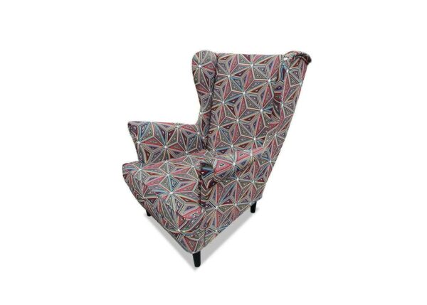 Malawi Upholstered Armchair in Geometric Patterns in a Cozy Living Room