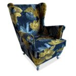 Uszak Armchair in Leaf Fabric M-126 in a Cozy Living Room