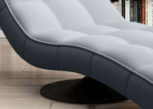 Detailed Image of Lexon Chaise Lounge's Stitching and Metal Base