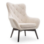 Scandinavian wingback armchair Car with modern stitching and wooden legs