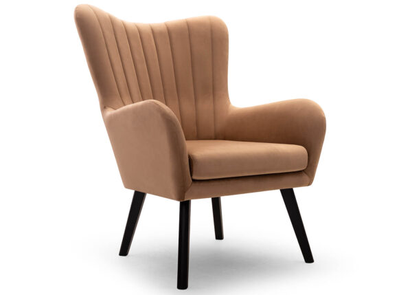 Elegant Scandinavian wingback armchair Tedi in a living room setting