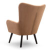 Scandinavian wingback armchair Tedi with wooden legs and elegant backrest stitching