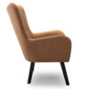 Side view of the Scandinavian wingback armchair Tedi showcasing its classic design and soft seat