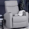 Linen Recliner Upholstered in Durable Gray Fabric – Side View