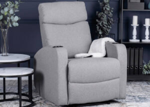 Linen Recliner Upholstered in Durable Gray Fabric – Side View