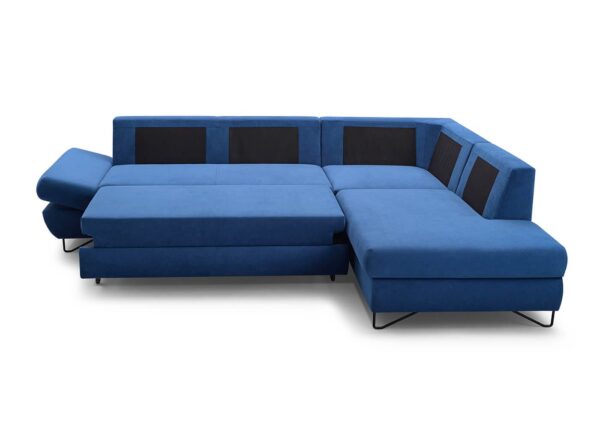 Lofi II corner sofa in fully extended sleeping position, showing spacious sleeping surface