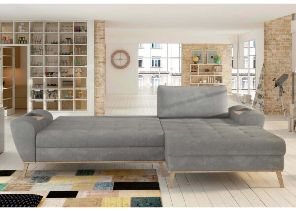 Nub corner sofa bed showcasing spacious sleeping surface and stylish design.