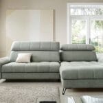 Manually adjustable backrest on Lago III sofa – front/back movement