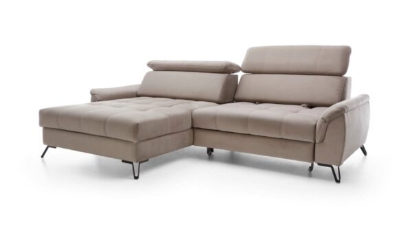 Modern corner sofa with adjustable backrest