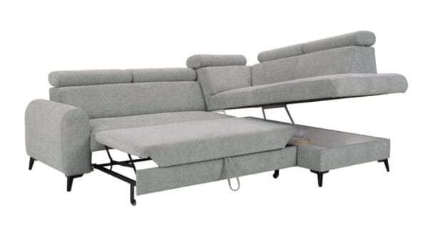 Porto II sofa unfolded to 122×204 cm sleeping surface with bedding storage