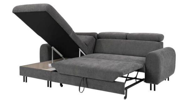 Porto corner sofa with dolphin pull-out bed and storage compartment