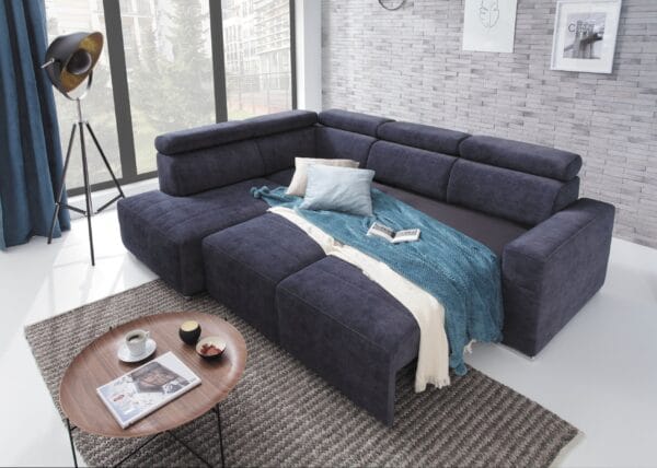 Bergamo corner sofa with Puma mechanism and gas-lift storage