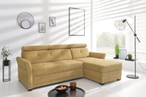 Modern small corner sofa bed with storage – Harris model