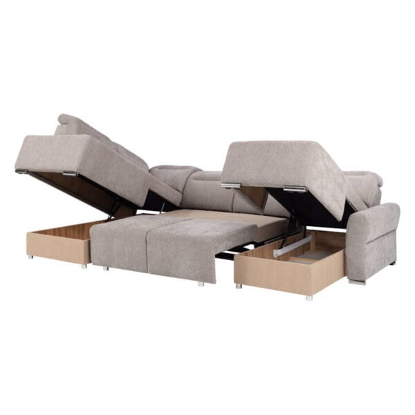 Modern Cawo I corner sofa with two bedding compartments