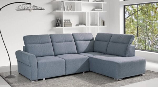Modern corner sofa Cawo II with ergonomic deep seat
