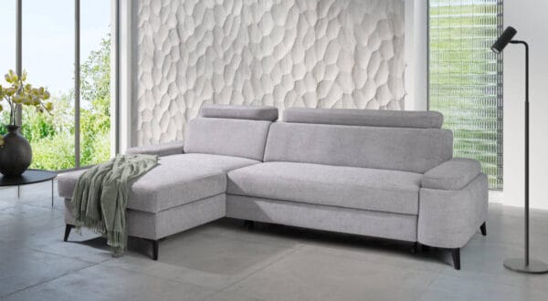 Close-up of Moena sofa Bonnell springs and metal leg finishes