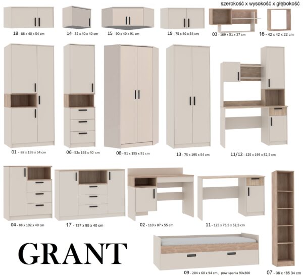 Overall system view of the modular cashmere storage furniture.