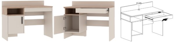GRANT 02 student desk with drawer and cabinet, full view