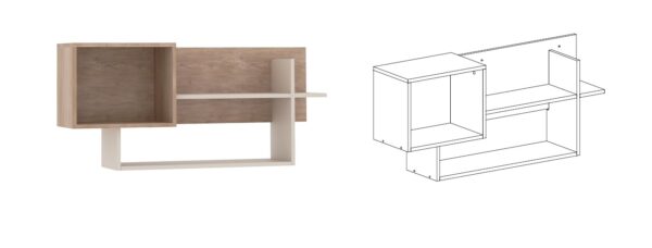 Modern GRANT 03 wall shelf, 109 cm wide, ideal for books.