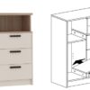 Modern GRANT 04 chest of drawers with open cabinet and drawers