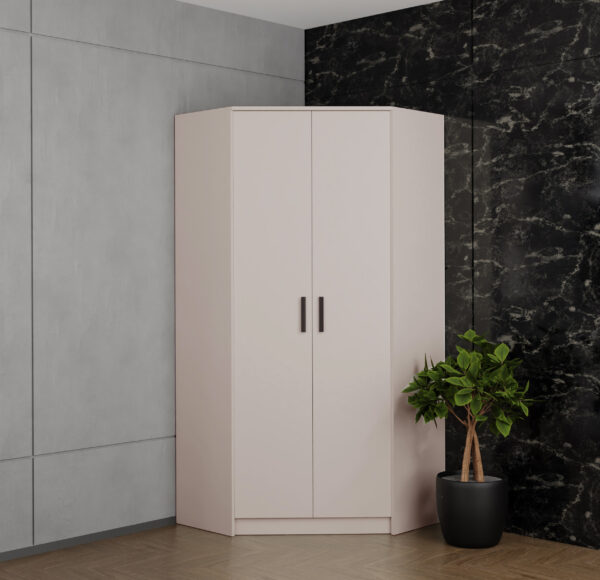Corner wardrobe GRANT 08 with doors closed, sleek modern design