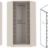Detailed view of GRANT 08 corner wardrobe's internal shelving and hanging space