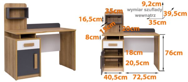 Detailed view of QUATRO 10 desk hutch, storage shelves