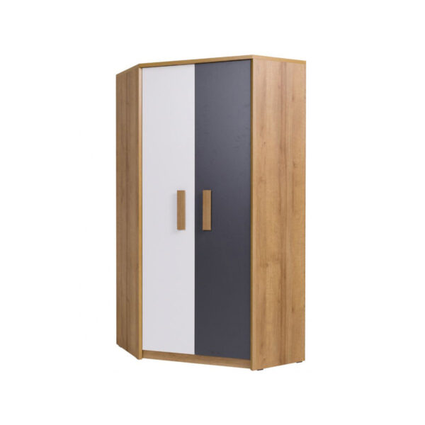 Full view of QUATRO 08 youth corner wardrobe with closed doors.