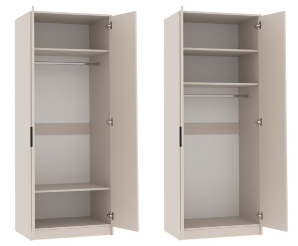 Full view of GRANT 13 Cashmere Two-Door Wardrobe in bedroom setting
