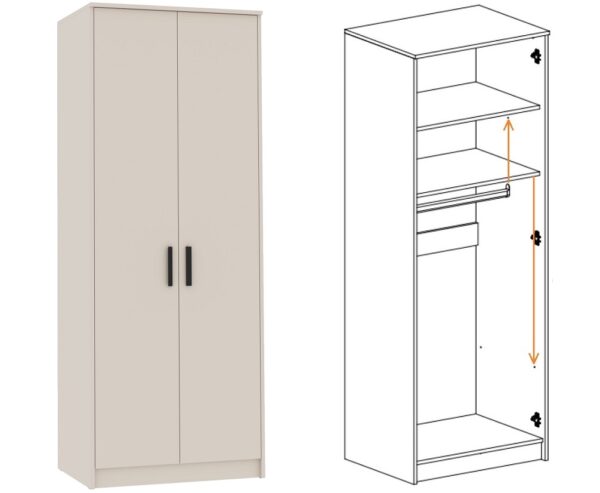 Interior of Cashmere wardrobe showing shelves and hanging rail