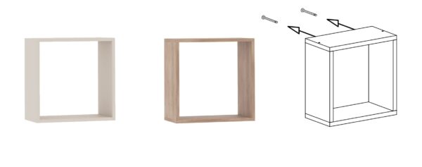 Compact Grant 16 hanging cube wall shelf, perfect for bedroom or living room.