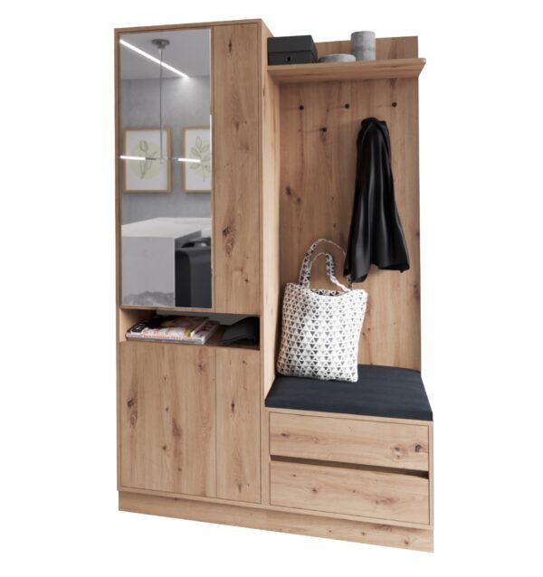 Stylish ARTI 120 wardrobe set with artisan finish against a neutral background.