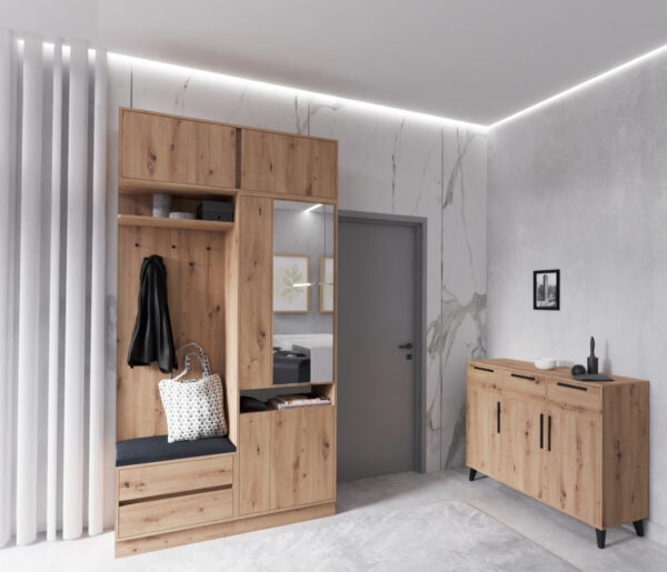 Elegant mirror and storage detail of ARTI Hallway Wardrobe