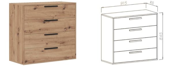 ARTI 05B chest of drawers in a modern youth bedroom setting