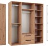 ARTI 01B three-door wardrobe with drawers and shelves for living room.