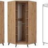Interior and exterior of ARTI 2 corner wardrobe with shelves