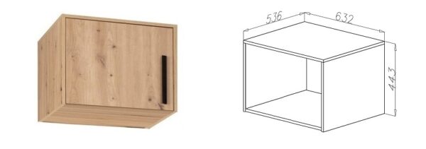 Arti 03N top unit on a wardrobe, single door view