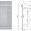 Interior view of TRES 02 open wardrobe showing shelves and rail.