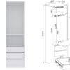 Detail view of TRES 04 open wardrobe column with shelf and drawers