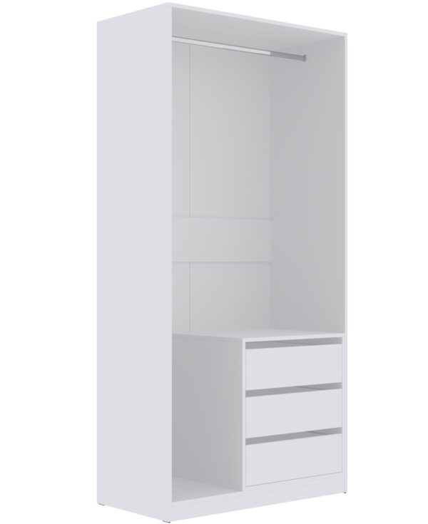 TRES 07 cabinet integrated within a TRES 11 wardrobe system