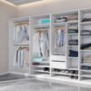 Extensive TRES 320cm white wardrobe with various storage modules and drawers