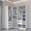 White TRES corner wardrobe unit for spacious walk-in closets