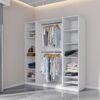 Spacious TRES 200 white corner wardrobe with drawers