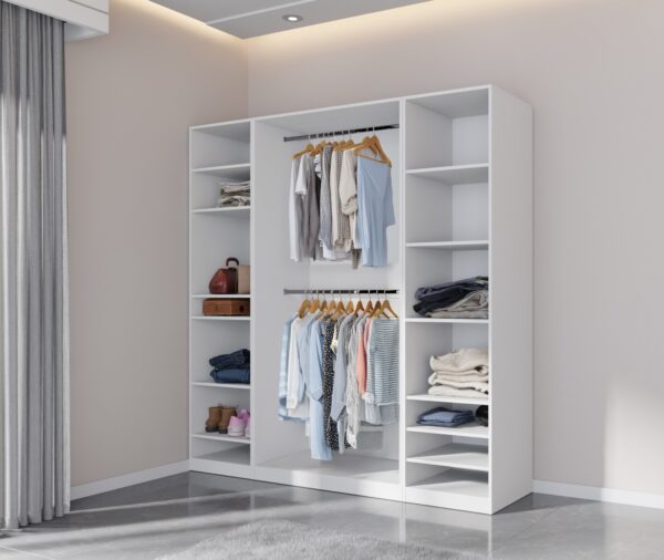 Spacious TRES 200 white corner wardrobe with drawers