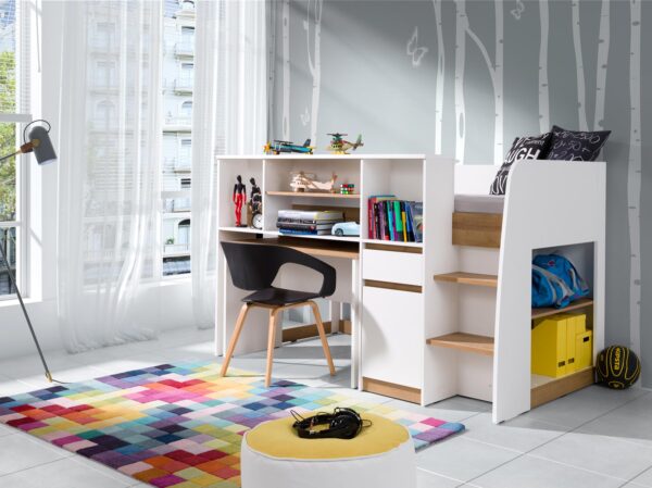 SINCO children's loft bed with functional storage and stairs