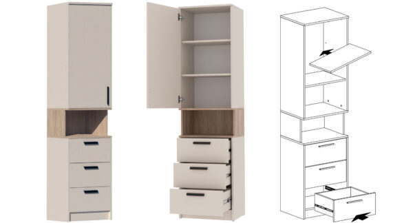 Interior sketch and dimensions of GRANT 06 cashmere rack.