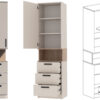 Interior sketch of GRANT 06 shelf unit, cashmere finish.